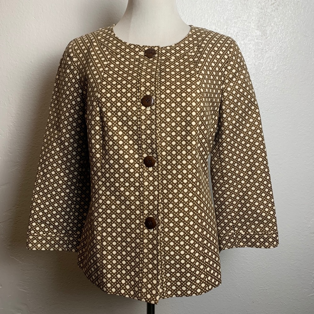 Talbots Button Down Geometric Print Jacket - image 1